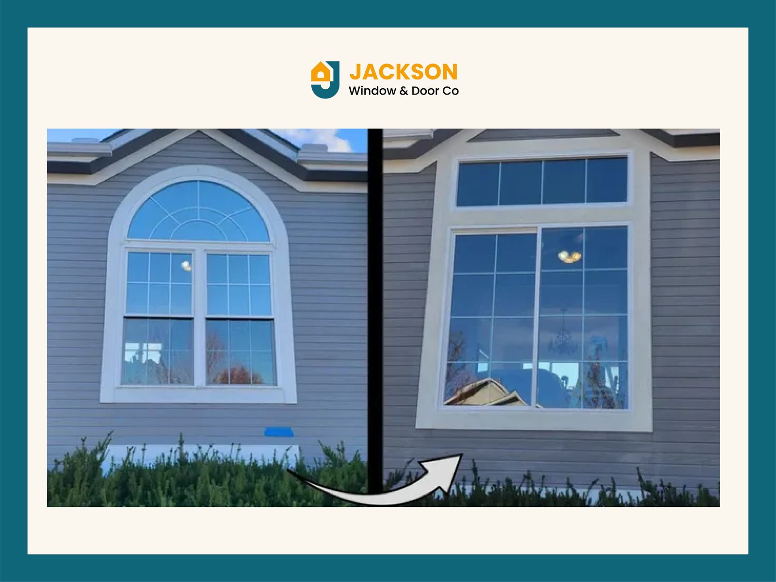 Before and after window replacement on Jackson TN home